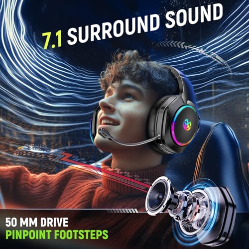 Wireless Gaming Headset for PS5 PS4 PC Switch, 2.4GHz USB & Type-C, 7.1 Surround Sound Q2564