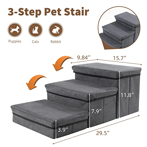 Foldable Dog Stairs 2-Tier Pet Steps for Small Medium Dogs R51320