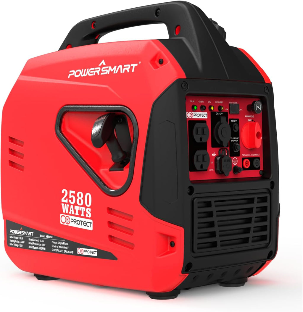 PowerSmart 2580-Watt Portable Inverter Generator, CO Protector, Lightweight Generator for Camping & Home Backup