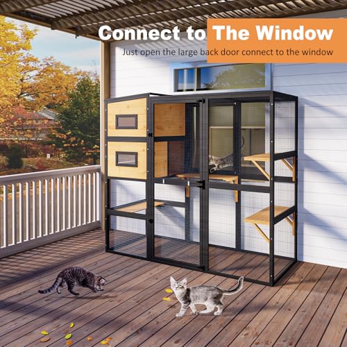Catio Outdoor Cat Enclosure, Large Walk-in Cat Cage with Waterproof Cover, 72 inch X803947