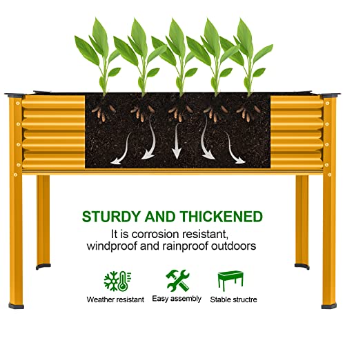 Land Guard Galvanized Raised Garden Bed with Legs, 48×24×32in Metal Elevated Planter Box Z11926