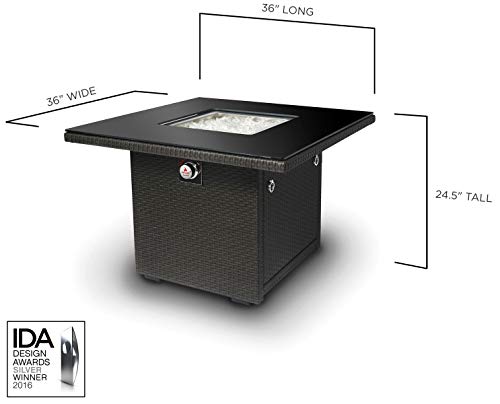 Outland Living 410 Series 36-Inch Propane Fire Pit Table with Tempered Glass Top, Slate Grey T84868