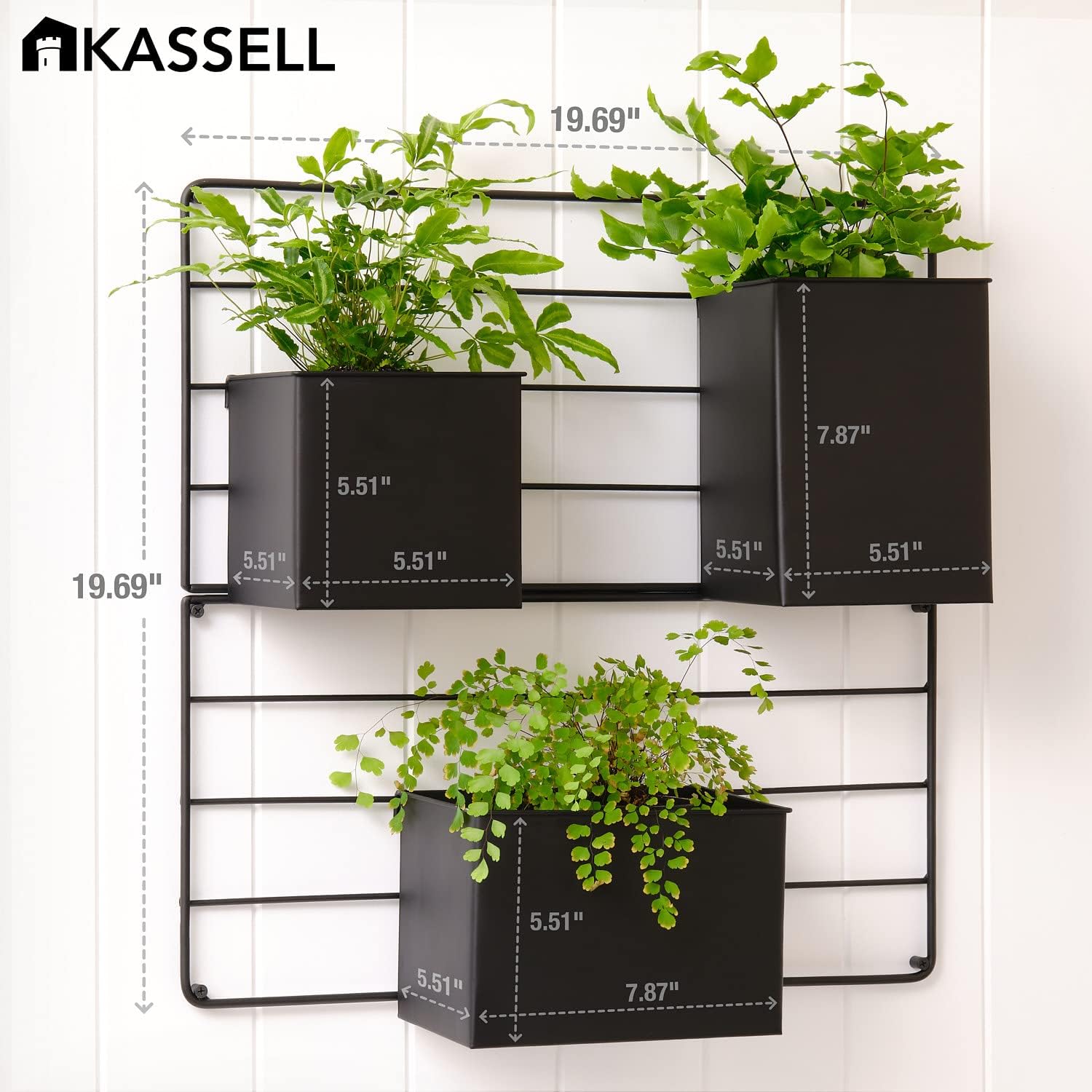 KASSELL Vertical Garden Wall Planter, Wall Mounted, All Metal Black H82295