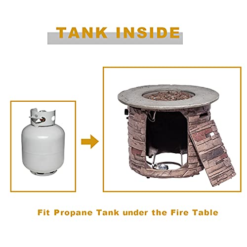 COSIEST Outdoor Propane Fire Pit Table 32-inch Round Concrete with Stainless Steel Burner G864943