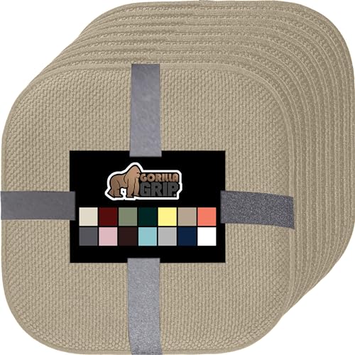 GORILLA GRIP Slip Resistant Chair Cushions, Memory Foam, Set of 2, Beige W525