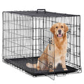 48 Inch Extra Large Dog Crates for Medium Dogs Double-Door Folding XXL Dog Crates for Large Dogs Indoor/Outdoor Large Dog Cages for Large Dogs Metal Wire Dog Kennel with Plastic Tray and Handle(Black)