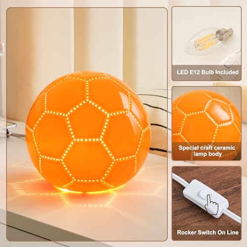 BOHON Mushroom Lamp, Ceramic Bedside Nightstand Light, Pink, LED Bulb Included T88188