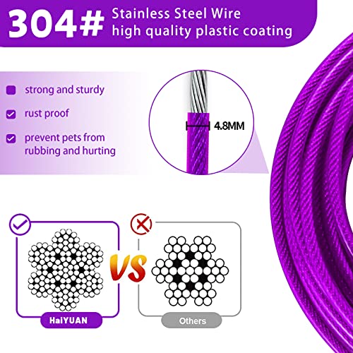 Purple Steel Dog Tie Out Cable for Yard, Large Dogs Up to 165 lbs H41696