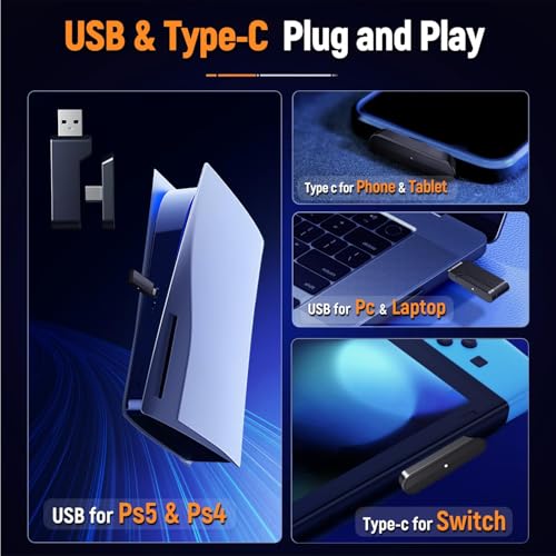 2.4GHz Wireless Gaming Headset for PC PS5 PS4 with Flip Microphone M29946