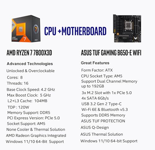 AMD Ryzen 7 7800X3D Desktop Processor with ASUS ROG Strix B650E-F Gaming WiFi Motherboard M47349