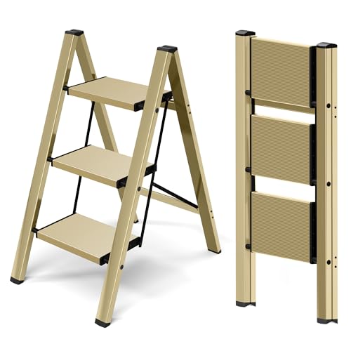 2 Step Lightweight Aluminum Folding Ladder with Anti-Slip Pedals, 330 lbs Capacity D5199