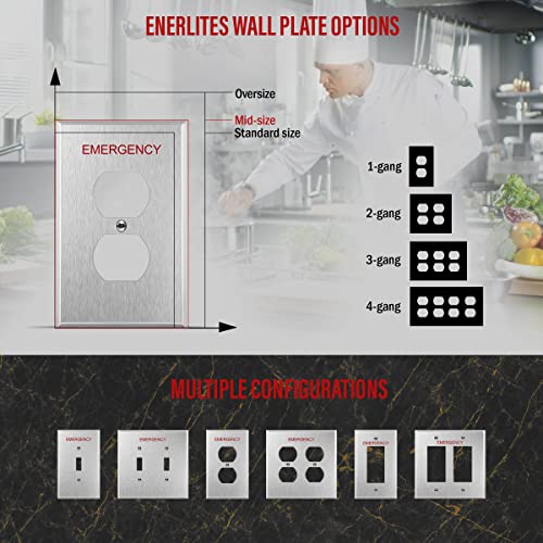 ENERLITES Duplex Receptacle Metal Wall Plate, Stainless Steel Outlet Cover, 1-Gang, Silver A7445