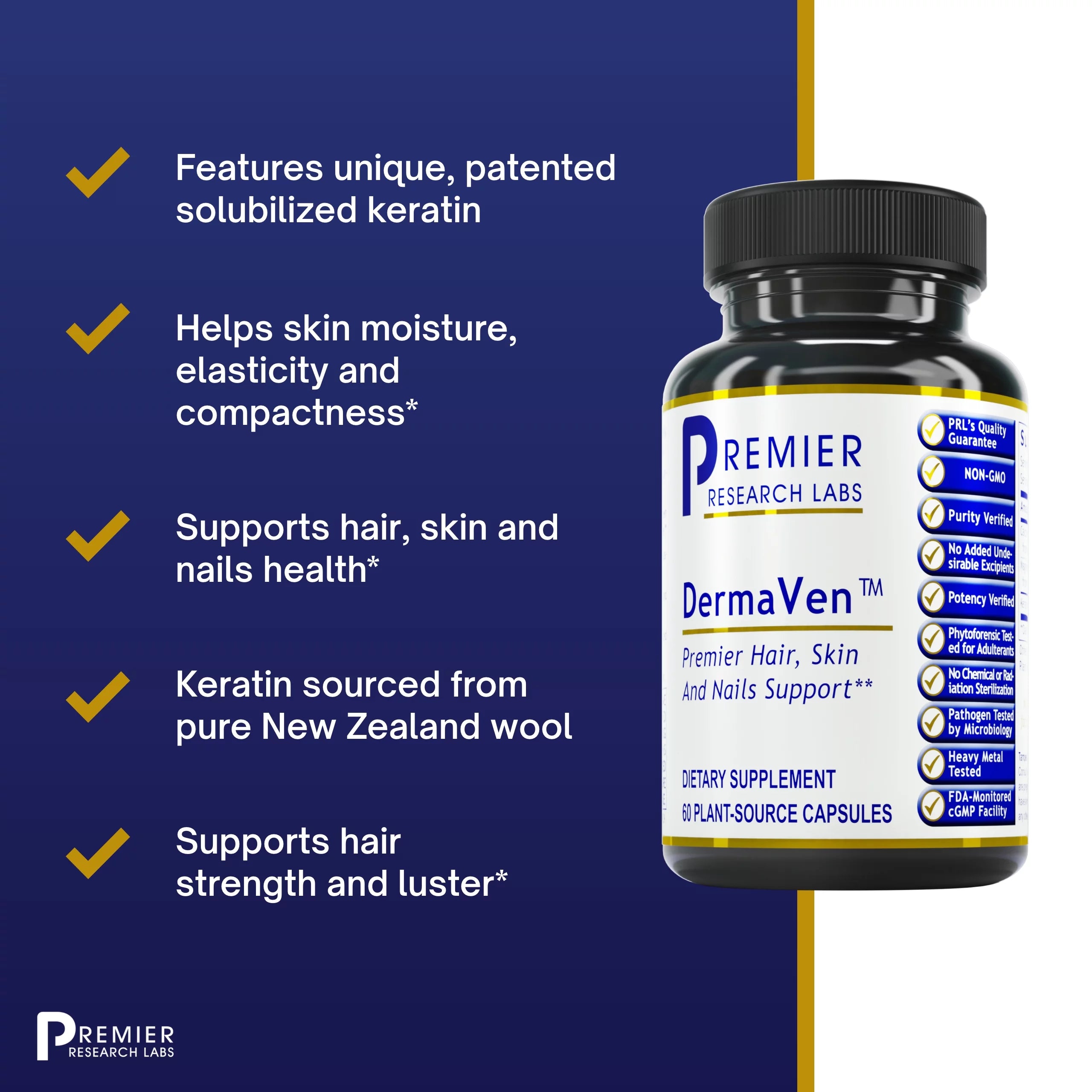 Premier Research Labs DermaVen Calcium Magnesium Keratin Capsules R480