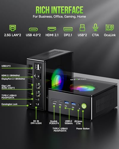 GMKtec M5 Plus Mini PC, AMD Ryzen 7 5825U, 16GB RAM, 512GB SSD, Dual 2.5G LAN M487