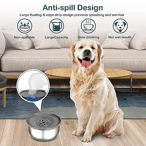 M&MKPET Dog Water Bowl No Spill 118oz Stainless Steel B412