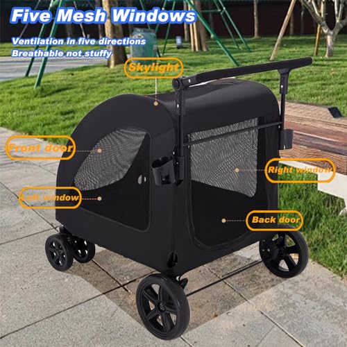 Large Dog Stroller with Removable Cushion, 4 Wheel Pet Wagon for 180 lbs W169220