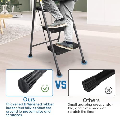 GOLYTON 2 Step Ladder Lightweight Folding Step Stool with Anti-Slip Pedal, Grey A53071
