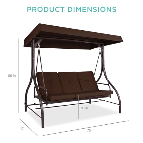 Best Choice Products 3-Seat Outdoor Canopy Swing Glider with Adjustable Shade, Midnight Green A10932