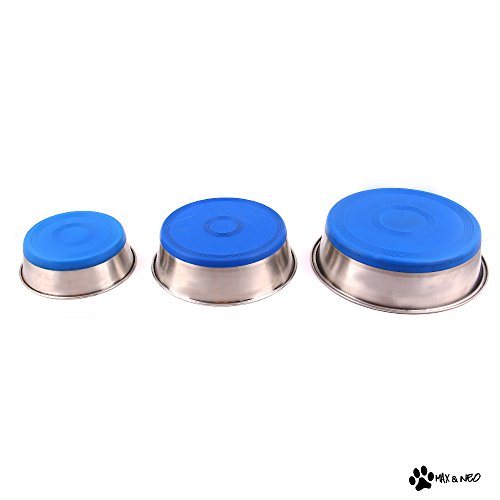 Max and Neo Heavyweight Stainless Steel Dog Bowl with Non-Skid Rubber Bottom H8177