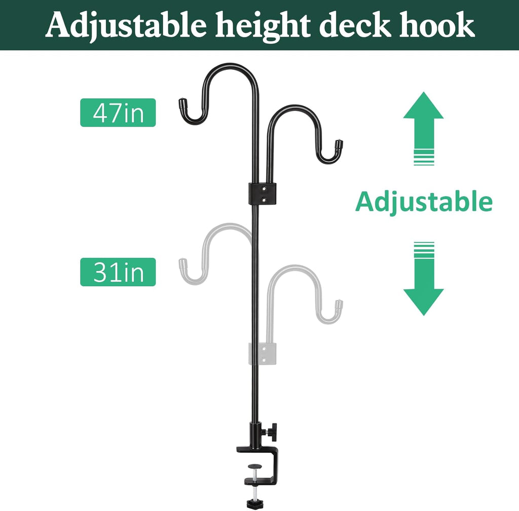 Black 47 Inch Deck Hook for Bird Feeder & Plants P97408