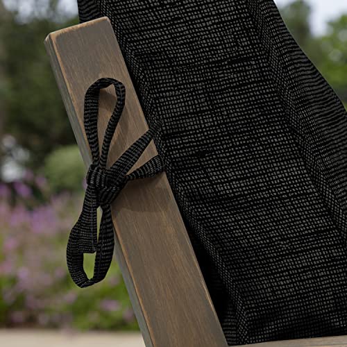 Arden Outdoor Plush Tufted Dining Chair Cushion, 21 x 40, Black Cabana Stripe I23003