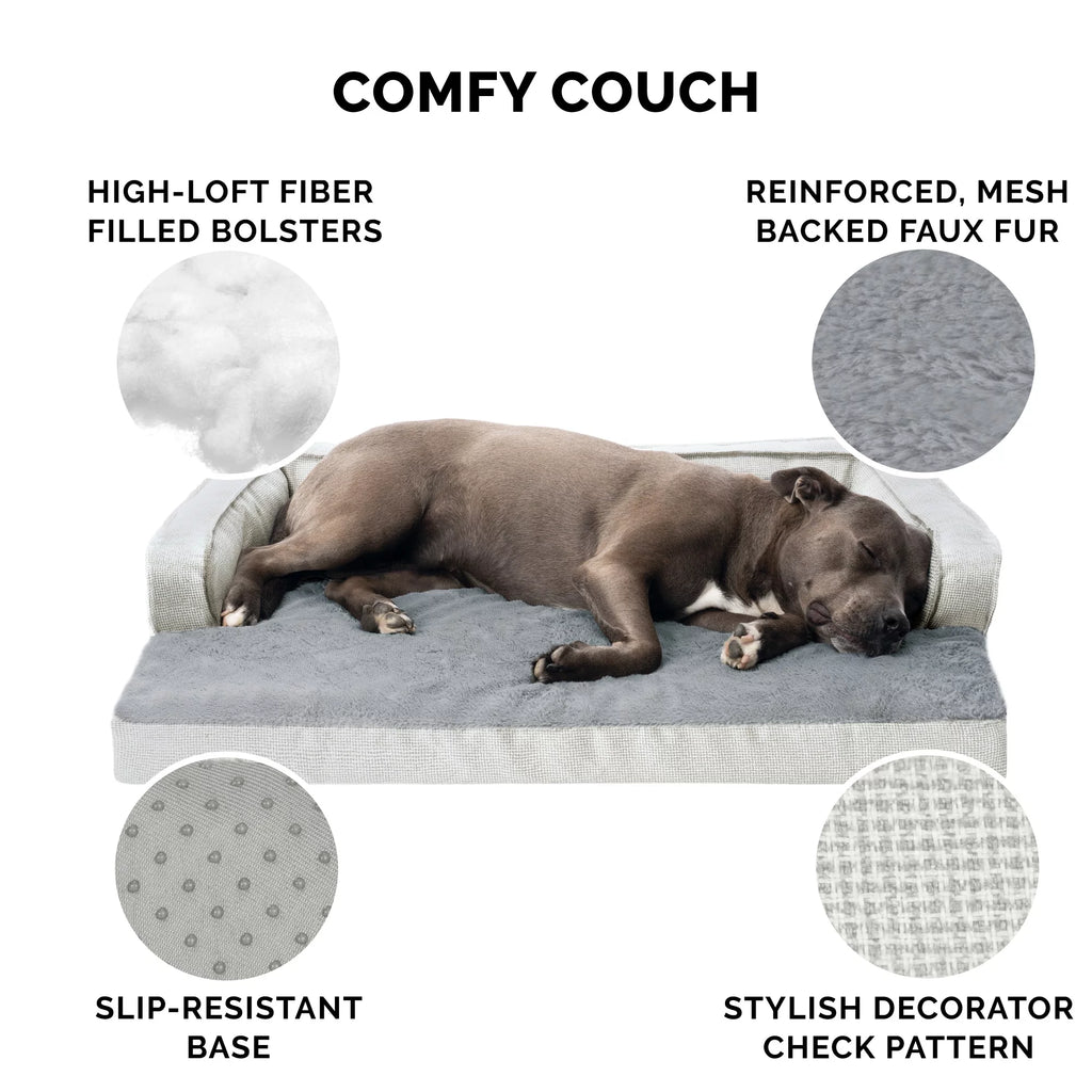 FurHaven Orthopedic Comfy Couch Dog Bed, Gray W9684