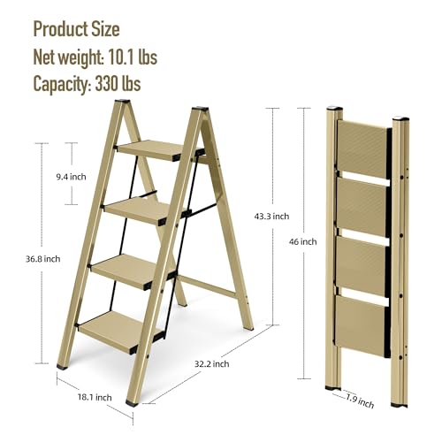 2 Step Lightweight Aluminum Folding Ladder with Anti-Slip Pedals, 330 lbs Capacity D5199