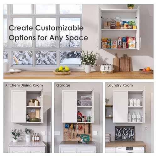 FIMELLO 30" White Wall Cabinet with Adjustable Shelf W977