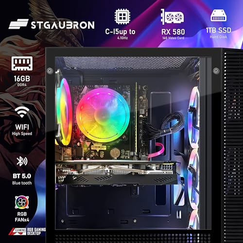 STGAubron Gaming PC Desktop, Intel Core i7, Radeon RX 580 8G, 16G RAM, 512G SSD G93438