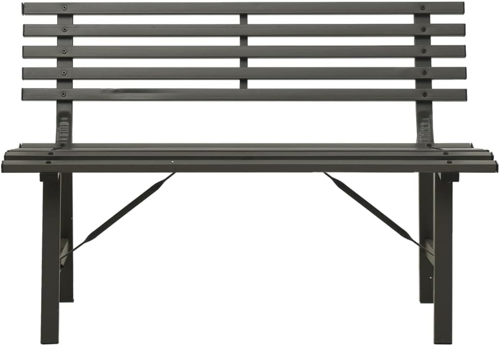 Outdoor 2-Seater Metal Patio Bench, Black Steel Q141018