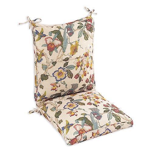 Outdoor Dining Chair Cushions Set of 4, 44x21x4.5 Inch, Khaki Floral Y7959