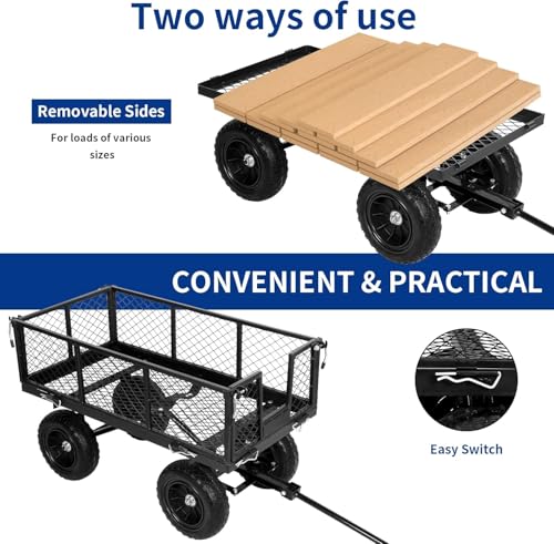 BILT HARD 880 lbs 10" Flat Free Steel Garden Cart with Rotating Handle K9279