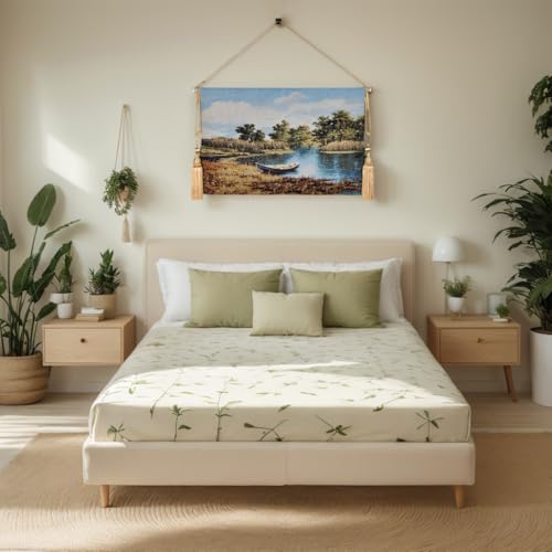 Vintage Nature Tapestry Wall Hanging with Telescopic Rod & Tassels I9744
