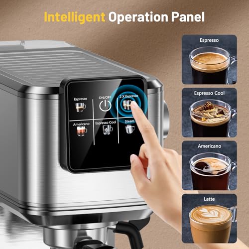 Espresso Coffee Machine with Milk Tank, 20Bar Touch Screen E995