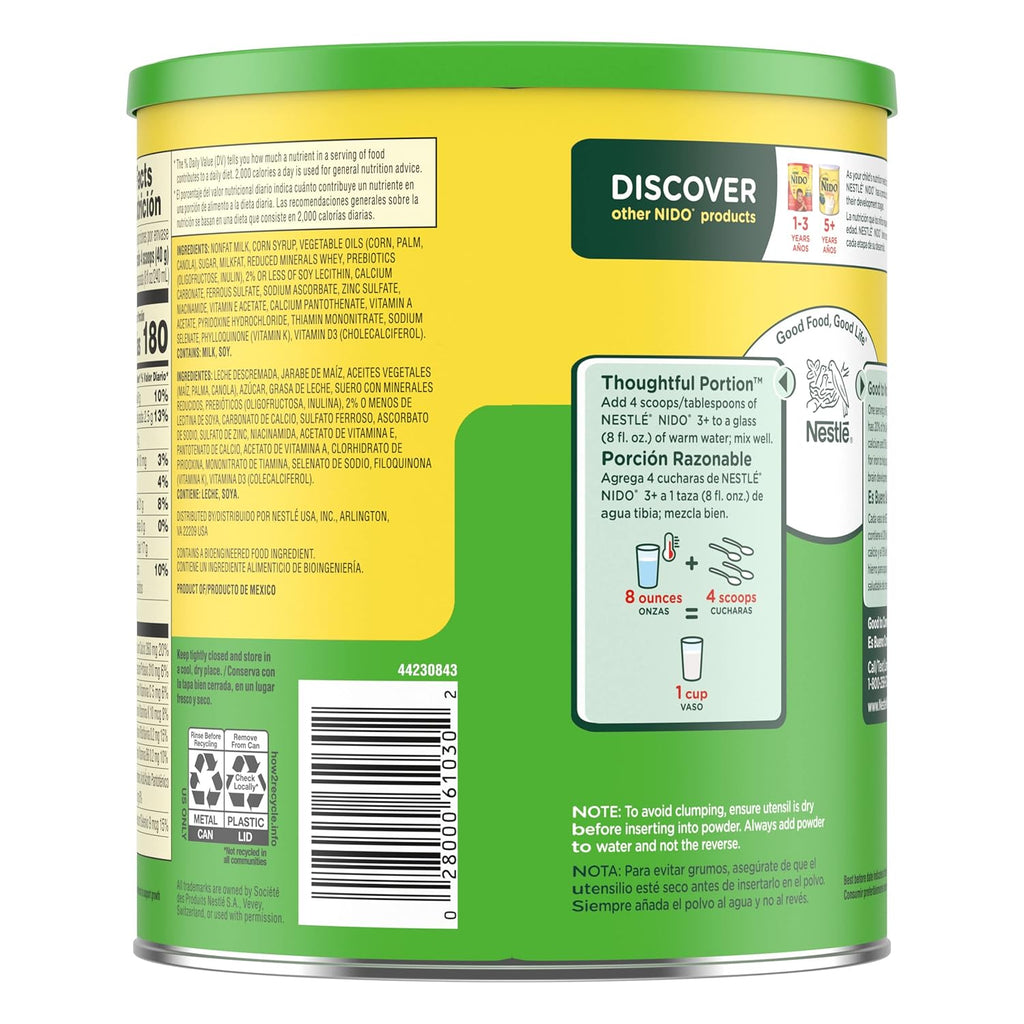 Nestle Nido 3+ Toddler Powdered Milk Beverage, 1.76 lb X393099