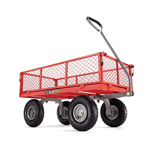 Gorilla Carts Steel Utility Wagon with Removable Side Panels, 1000 lb Capacity, Gray U674568