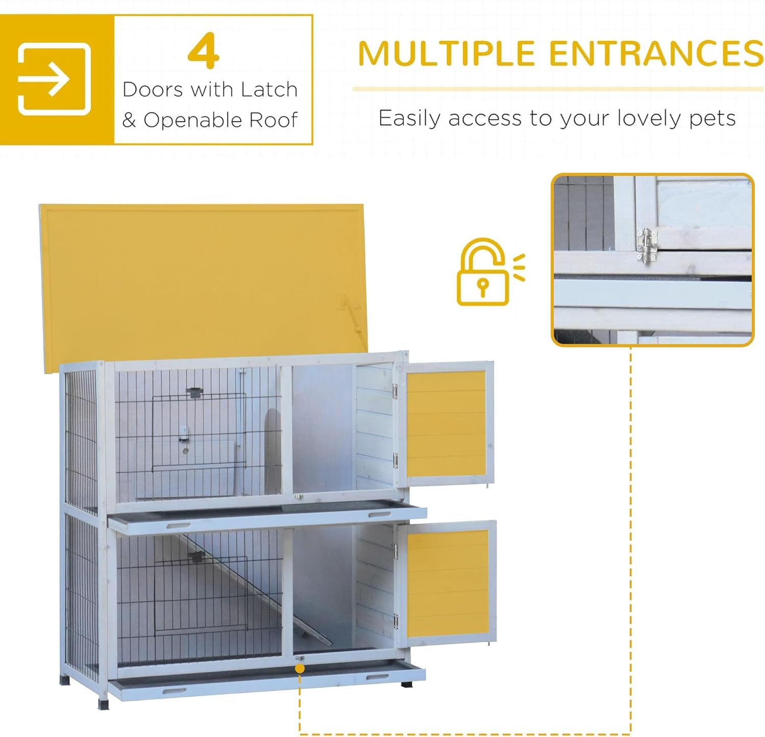 41" 2-Story Weatherproof Rabbit Hutch with Removable Trays G365258