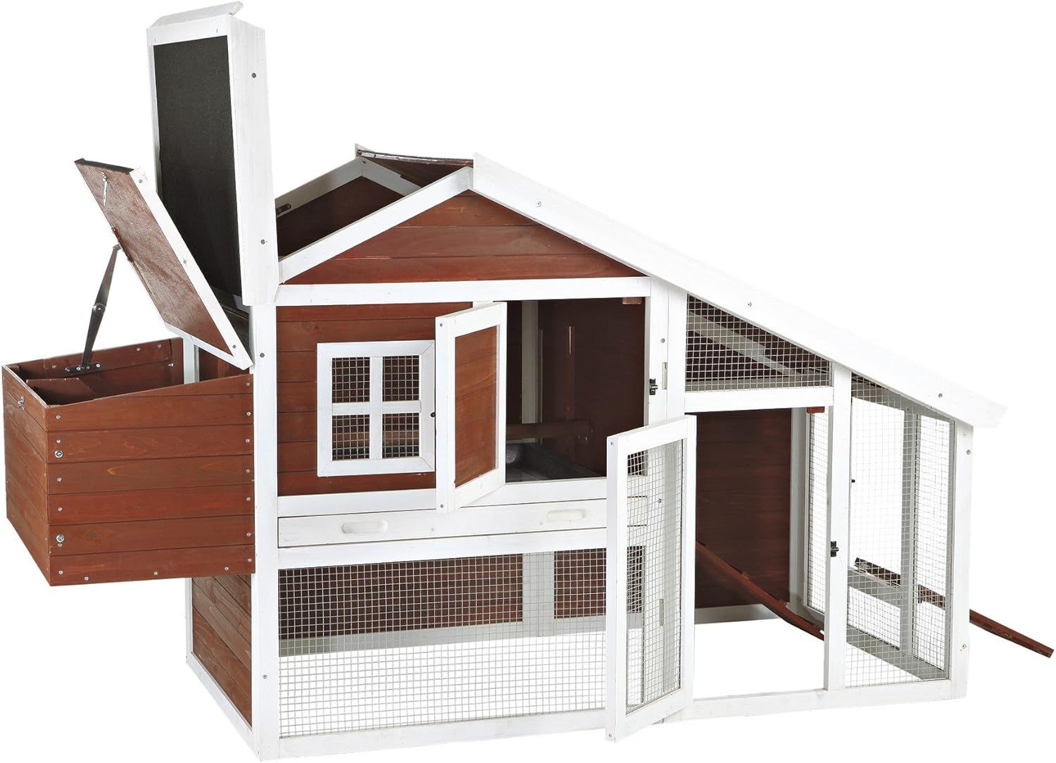 TRIXIE Natura 72-in Enclosed Outdoor Chicken Coop with Run and Nesting Box G496