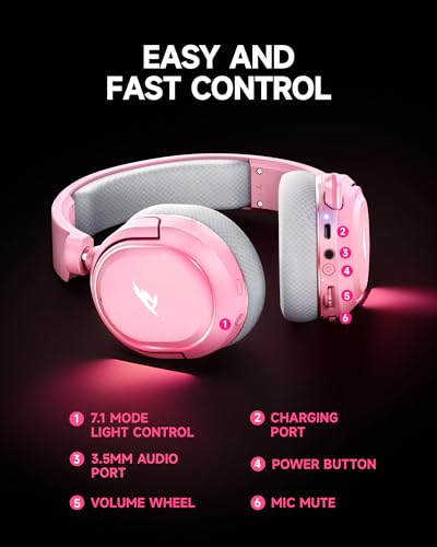 Wireless Gaming Headset 7.1 Surround Sound Bluetooth for PC PS5 PS4 Mac Switch G754169