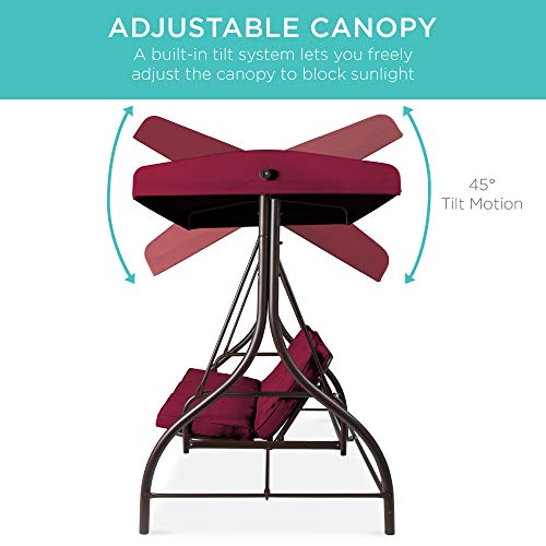Best Choice Products 3-Seat Outdoor Canopy Swing Glider with Adjustable Shade, Midnight Green A10932