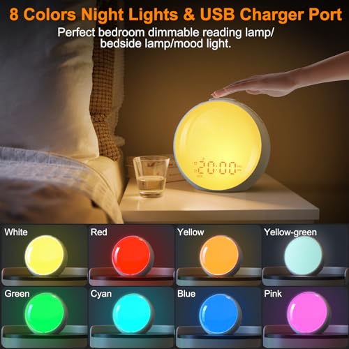 Sunrise Alarm Clock with Wake Up Light, Dual Alarms, FM Radio E557