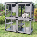 Aivituvin Cat Catio Outdoor Cat house Wooden Large Enclosure with Run on Wheels 70.9" Upgraded Version Catio with Reinforcement Strip,Waterproof Roof (grey)