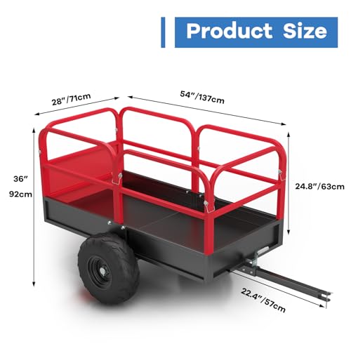 Heavy Duty ATV Dump Cart, 1700 lb Steel Utility Trailer B2285
