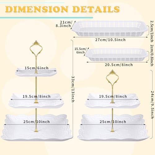 Gold Tiered Cupcake Stand Set with Serving Trays I6753