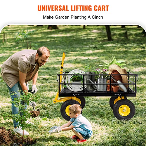 VEVOR 900 Lbs Heavy Duty Steel Garden Cart with 10" Tires and Removable Sides J262