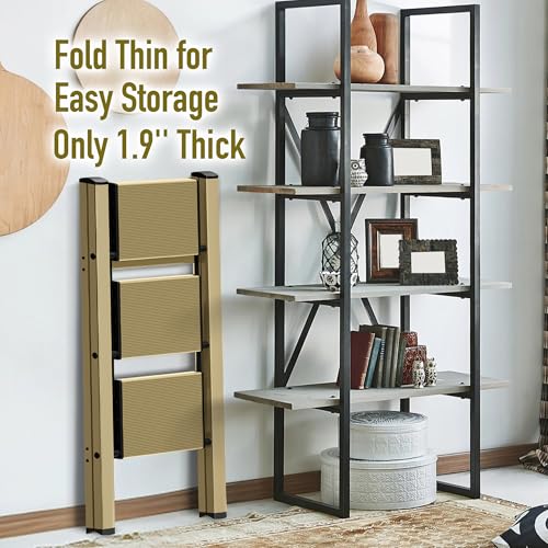 2 Step Lightweight Aluminum Folding Ladder with Anti-Slip Pedals, 330 lbs Capacity D5199