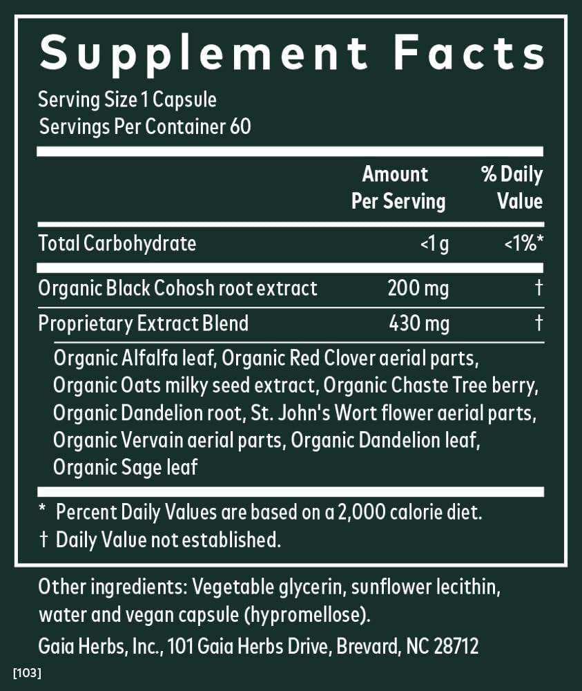 Gaia Herbs Menopause Support Daytime, 60 Vegan Liquid Phyto-Capsules P608039