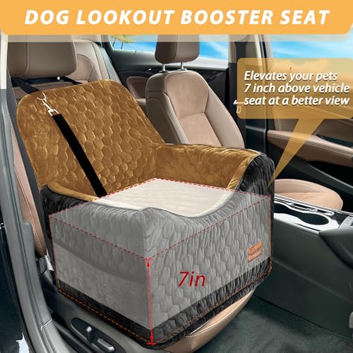 Dog Car Seat for Small Medium Dogs, Memory Foam Booster Seat, Gray U633