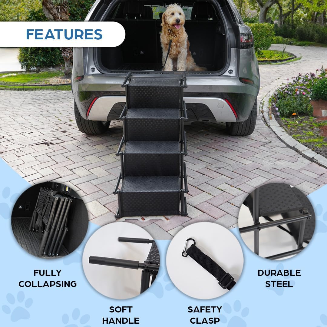 Dog Ramps for Small & Big Dogs, Lightweight Folding Pet Stairs for Truck, SUV, High Bed W97746