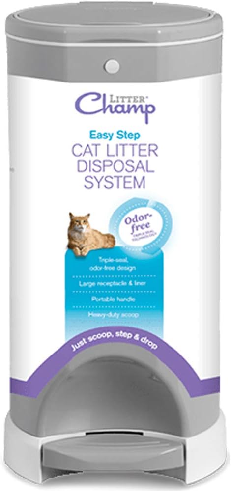 Litter Champ Premium Odor-Free plastic Cat Litter Disposal System,4 gallon, Gray